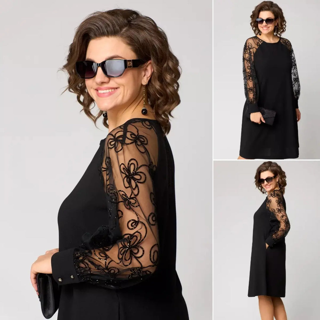 Rachel – Sophisticated Lace-Sleeve Dress Perfect for Special Events