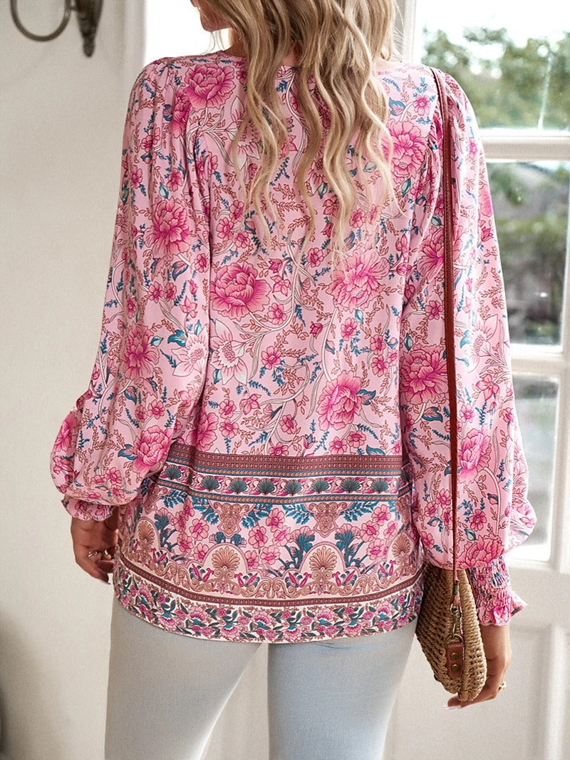 Helena - Bohemian Floral Top for Sunlit Days