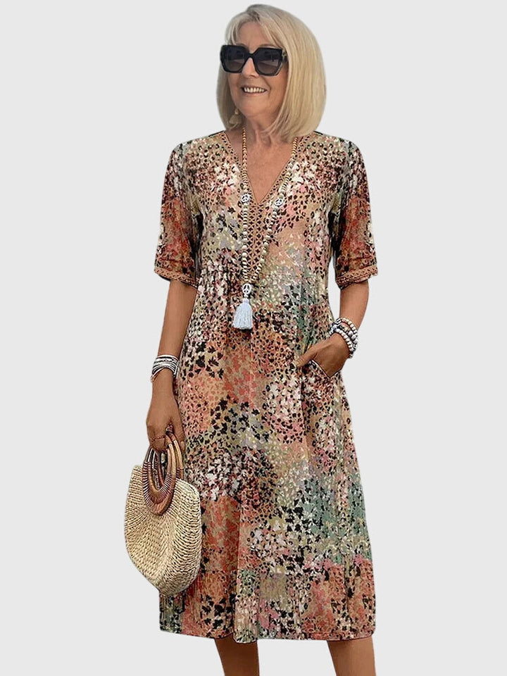 Lillian – Elegant Floral Midi Dress for Effortless Sophistication