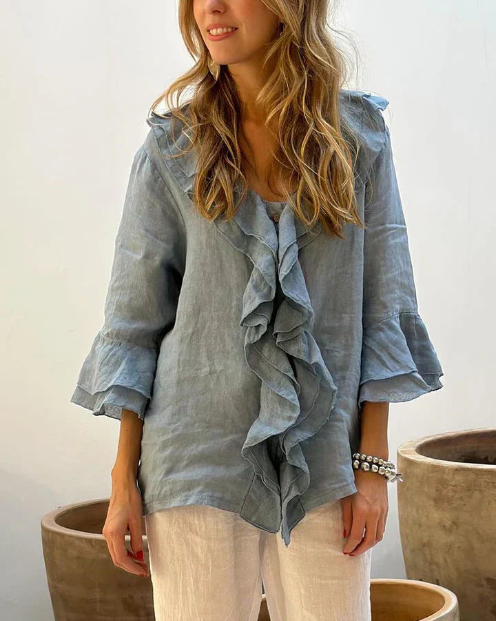 Cherry - Ruffled Blouse for Effortless Feminine Grace