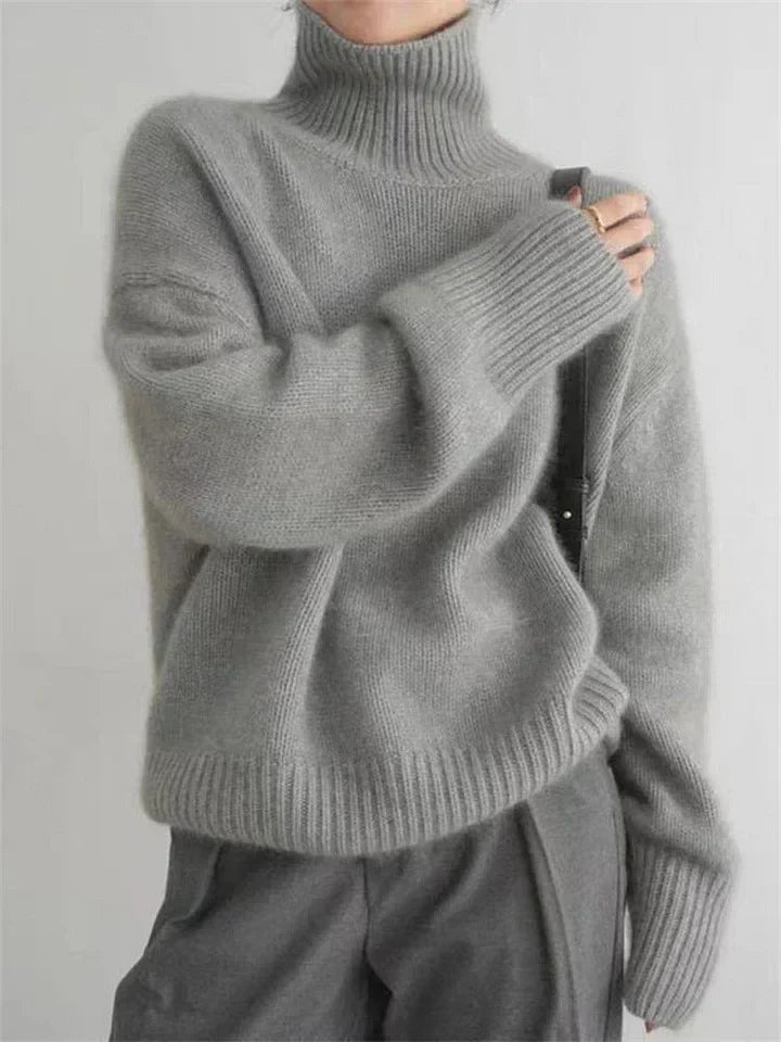 Andrea – Cozy Elegant High Neck Knit Sweater for Stylish Warmth