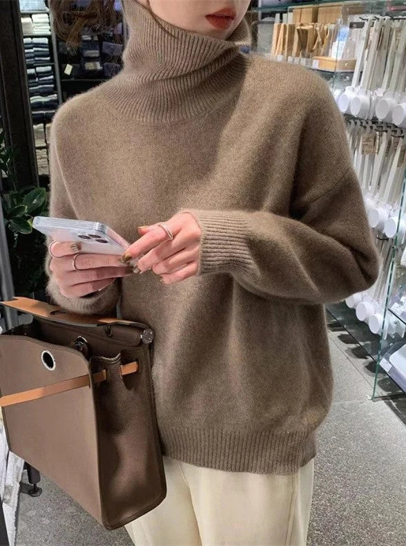 Andrea – Cozy Elegant High Neck Knit Sweater for Stylish Warmth