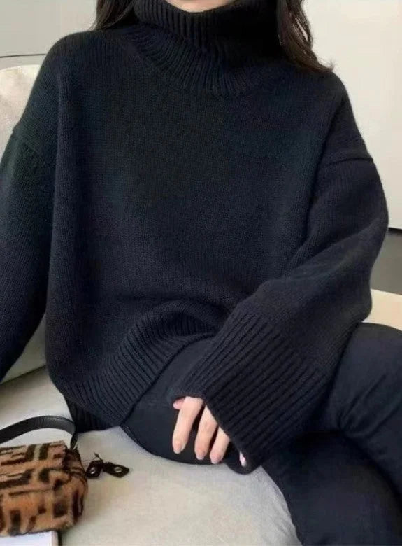 Andrea – Cozy Elegant High Neck Knit Sweater for Stylish Warmth