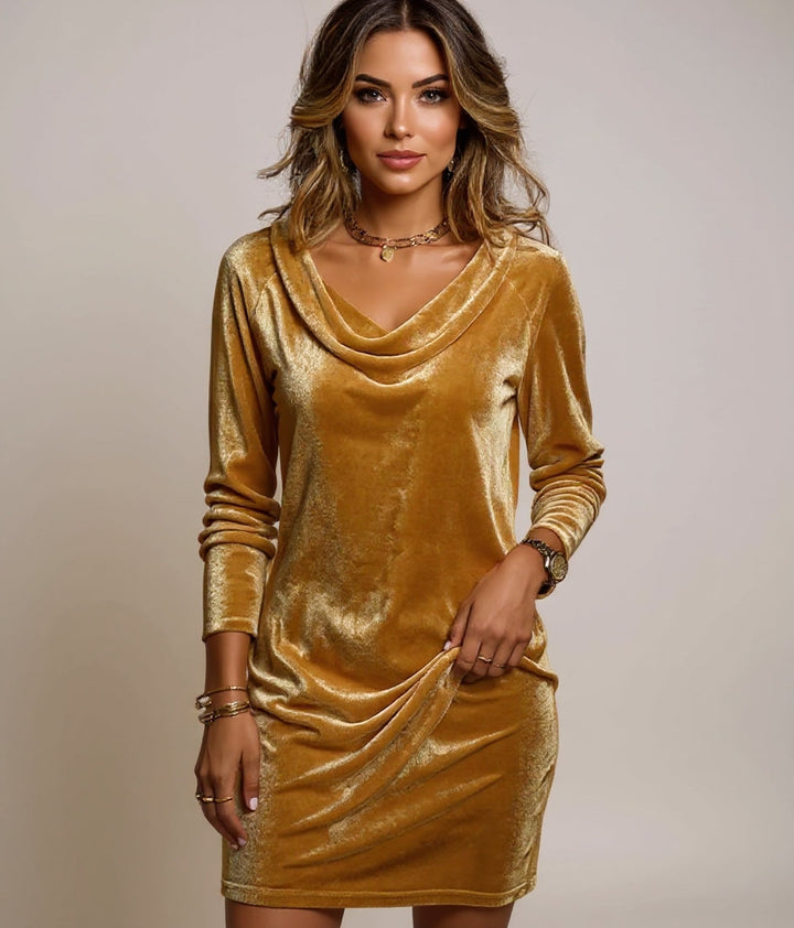 Frosina – Elegant Draped-Neck Dress for Effortless Evenings