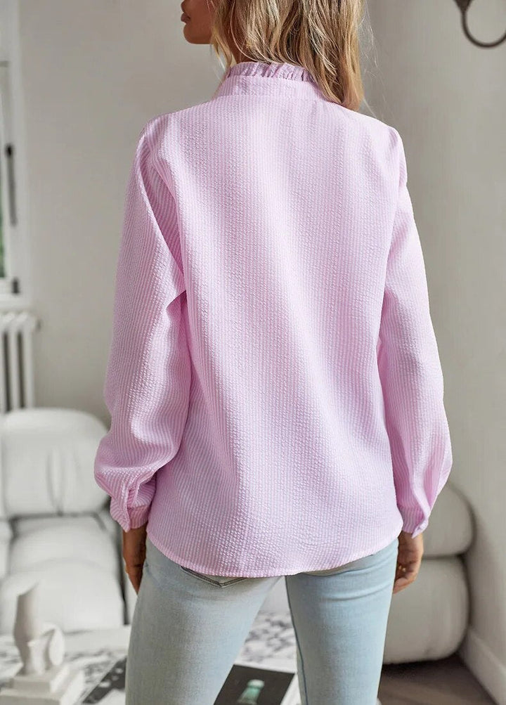 Belle - Ruffled Polo Blouse for Effortless Elegance