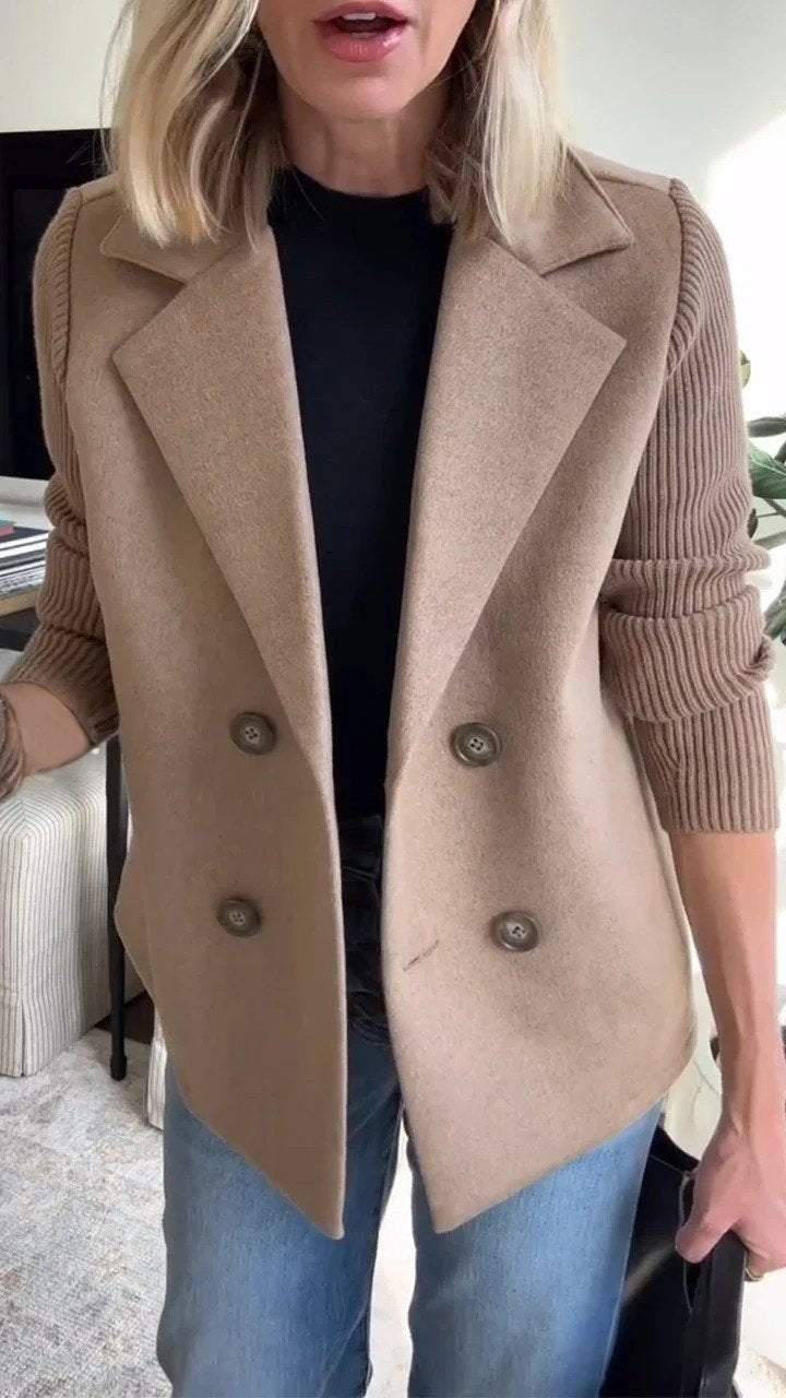 Lenora - Knit-Sleeve Blazer for Effortless Sophistication