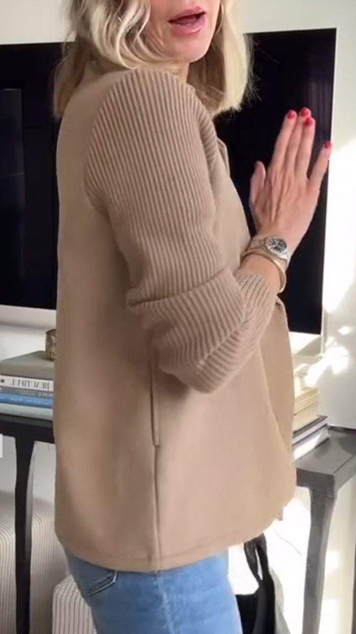 Lenora - Knit-Sleeve Blazer for Effortless Sophistication